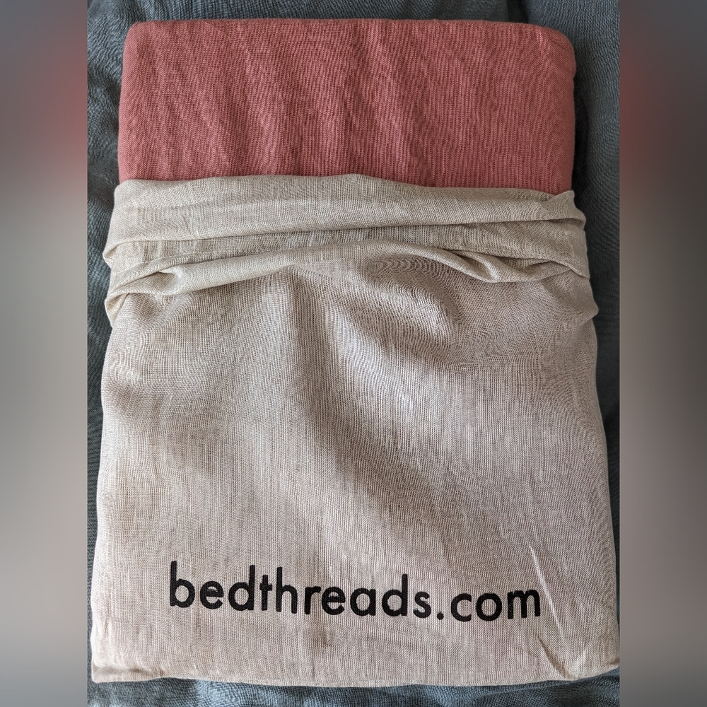 Bed Threads Linen Duvet Cover, Queen, Pink Clay